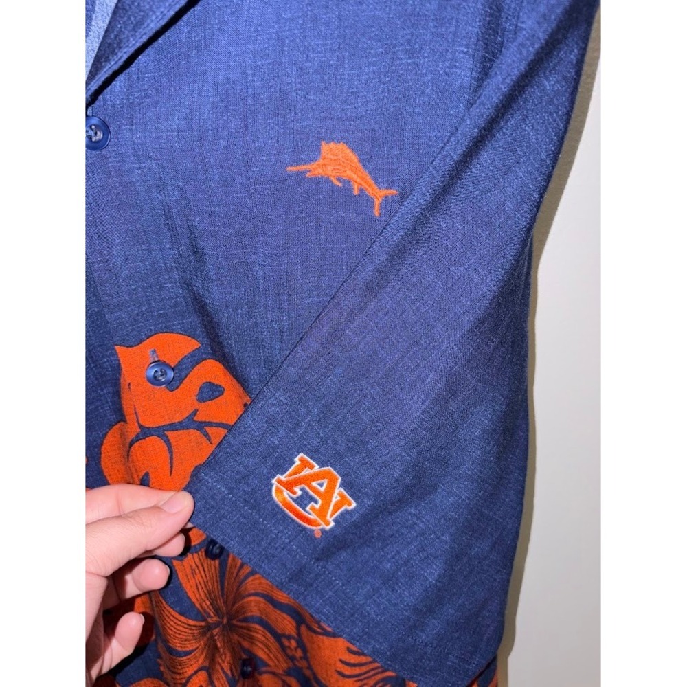 Tommy Bahama Auburn Tigers Collegiate Series Shirt Mens XXL Navy Orange Rayon - Picture 2 of 5